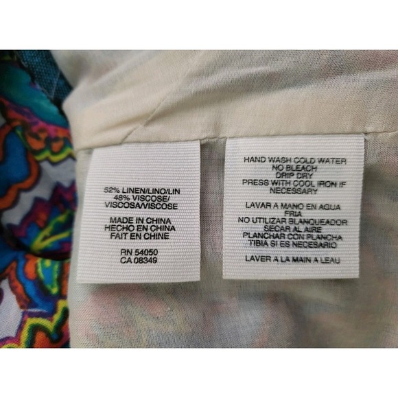 💕RACHEL Rachel Roy Womens Open‎ Back Casual Dress Neon Paisley Linen Dress 10 - Picture 8 of 8